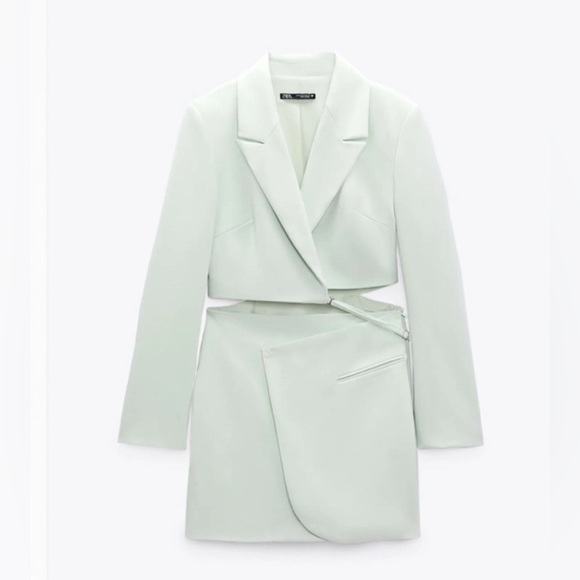 Zara Mint Green Cut Out Blazer Mini Dress - Picture 10 of 16